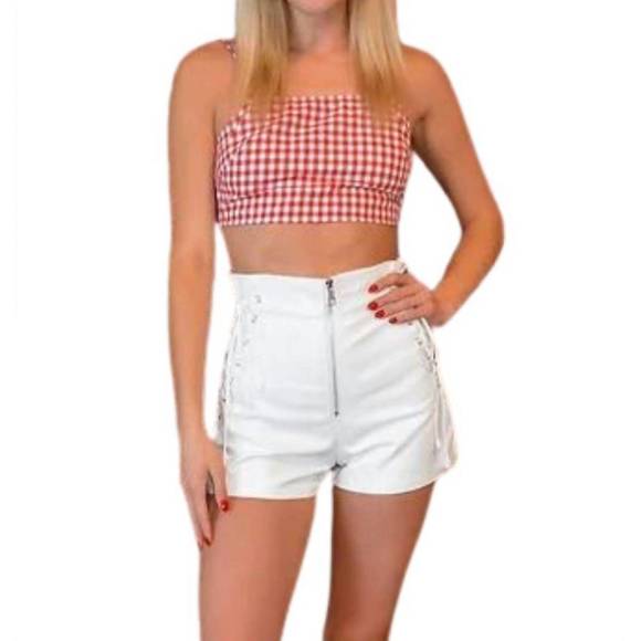 NEW DAY G faux leather lace up shorts in white - Picture 1 of 2